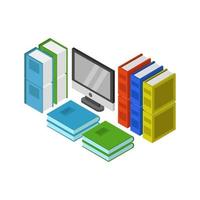 Studying Online Isometric On White Background vector