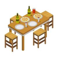 Isometric Kitchen Table On White Background