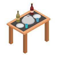 Mesa de cocina isométrica sobre fondo blanco. vector