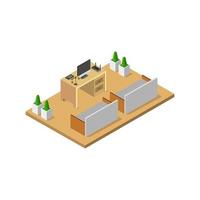 Isometric Office Room On White Background vector