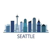 Seattle Skyline On Illustrated Background vector