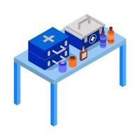 Isometric Medical Table On White Background vector