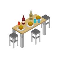 Isometric Kitchen Table On White Background vector