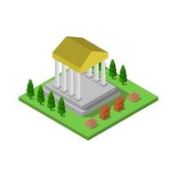 Isometric Greek Temple On White Background vector