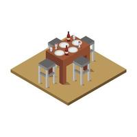 Isometric Kitchen Table On White Background vector