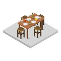 Isometric Kitchen Table On White Background vector