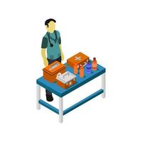 Isometric Medical Table On White Background vector