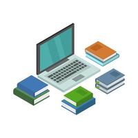 Studying Online Isometric On White Background vector