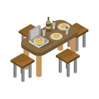 Isometric Kitchen Table On White Background vector