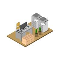 Isometric Office Room On White Background vector