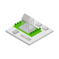 Isometric Greek Temple On White Background vector