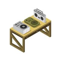 Isometric Music Table On White Background vector