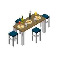 Isometric Kitchen Table On White Background vector