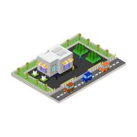 Isometric Supermarket On White Background vector