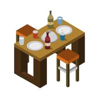Isometric Kitchen Table On White Background vector