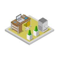 Isometric Office Room On White Background vector