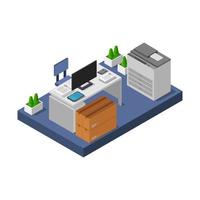 Isometric Office Room On White Background vector