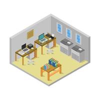 Isometric Office Room On White Background vector