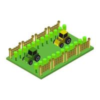 Isometric Tractors On White Background vector