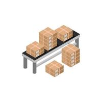 Isometric Box Conveyor On White Background vector