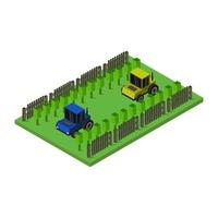 Isometric Tractors On White Background vector