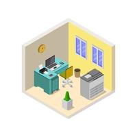 Isometric Office Room On White Background vector
