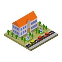 Isometric School On White Background vector