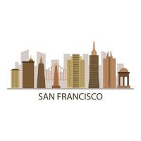 San Francisco Skyline Illustrated On Background vector