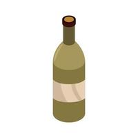 Isometric Wine Bottle On White Background vector