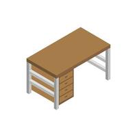 Isometric Desk Illustrated On White Background vector