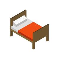 cama isométrica ilustrada sobre fondo blanco vector