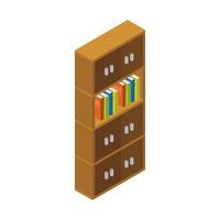 Isometric Bookshelf On White Background vector