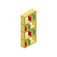 Isometric Bookshelf On White Background vector