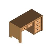 Isometric Desk Illustrated On White Background vector