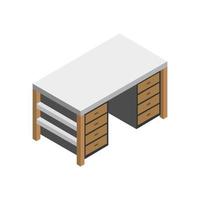 Isometric Desk Illustrated On White Background vector