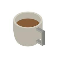 Taza de café isométrica sobre fondo blanco. vector