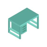 Isometric Desk Illustrated On White Background vector