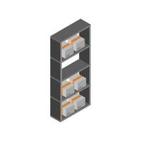 Warehouse Shelf Isometric On White Background vector