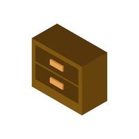 Isometric Bedside Table On White Background vector