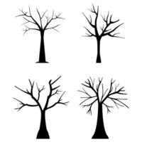 Set Of Dry Trees On White Background vector