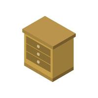 Isometric Bedside Table On White Background vector