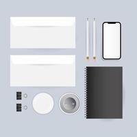 Modern stationery and gadget mock-up template vector