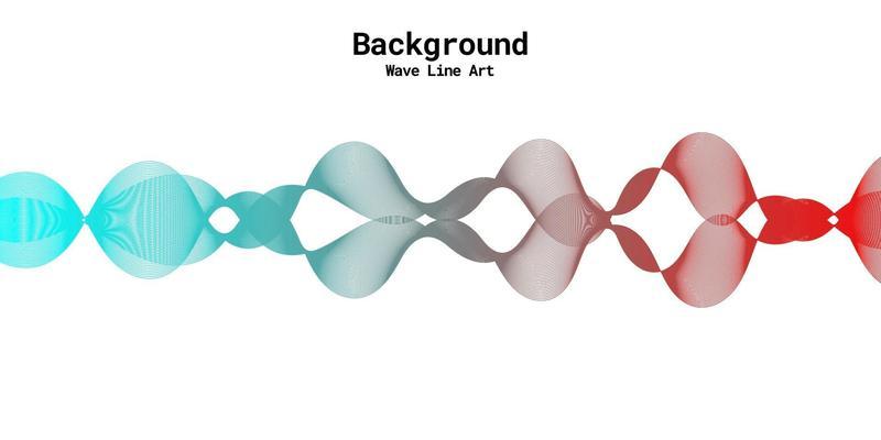 Modern abstract background with wavy lines in red and blue gradations