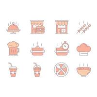 coloridos iconos de comida rápida y bebidas vector