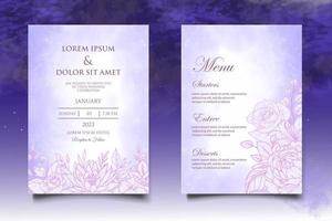 Hand Drawing Floral Wedding Invitation Card vector