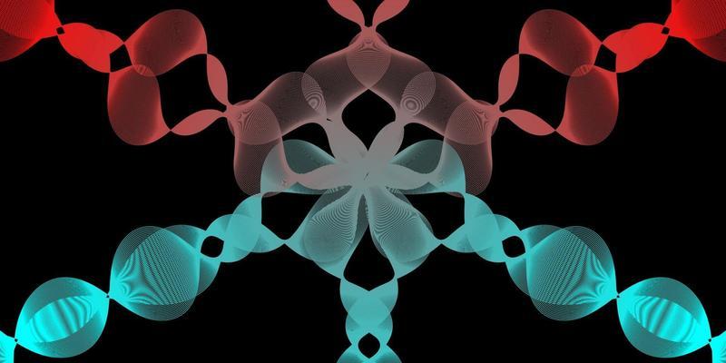 Modern abstract background with wavy lines in red and blue gradations