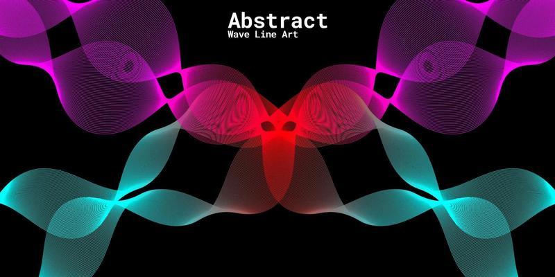 Modern abstract background with wavy lines in purple, red and blue gradations