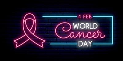 World cancer day. Long horizontal banner. vector