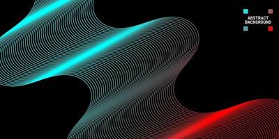 Modern abstract background with wavy lines in blue and red gradations vector