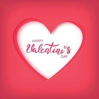 Paper art of Happy Valentines day on red heart. vector